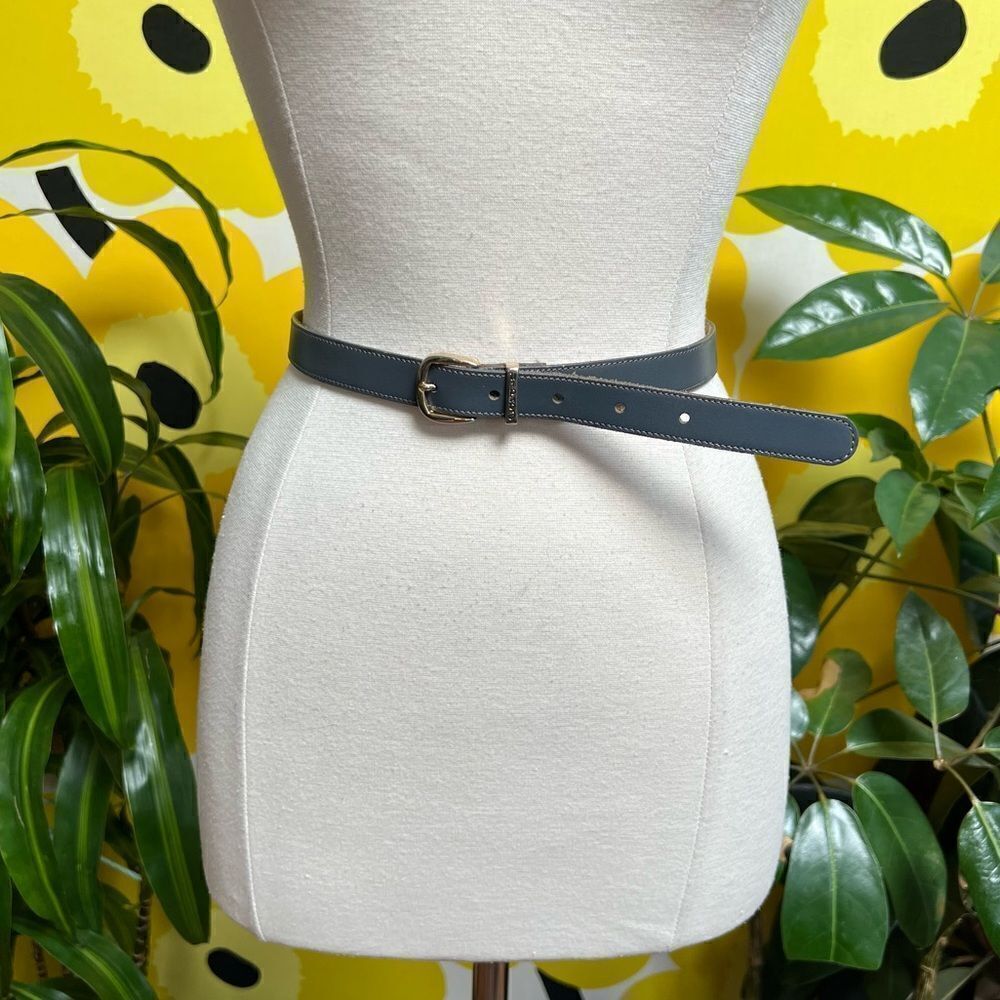 Vintage 1980s Charcoal Gray Leather Pierre Cardin Belt Made in Spain